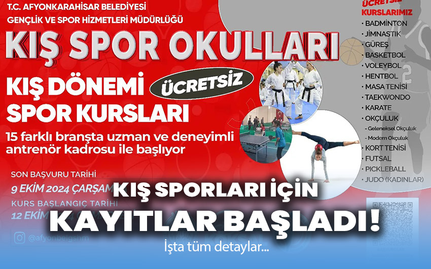 Afyonkarahisar Belediyesi Kış Spor Okulları İçin Kayıtlar Başladı!