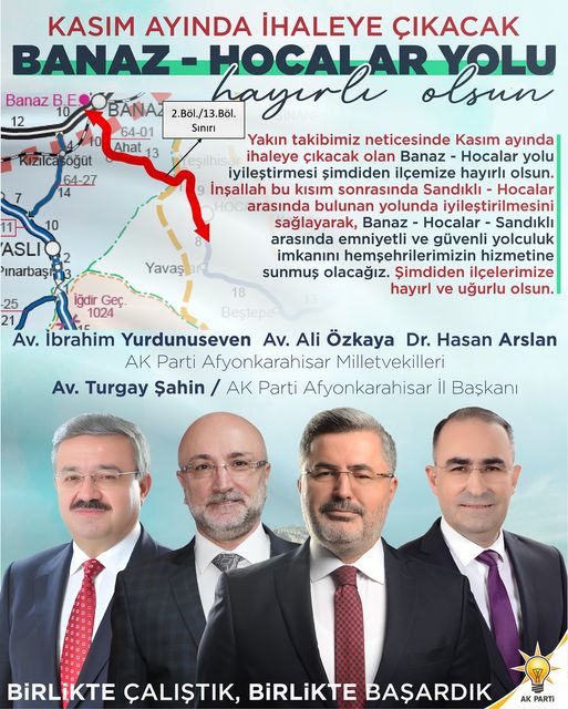 Banaz Hocalar Yolu Kasım Ayında İhaleye Çıkacak 