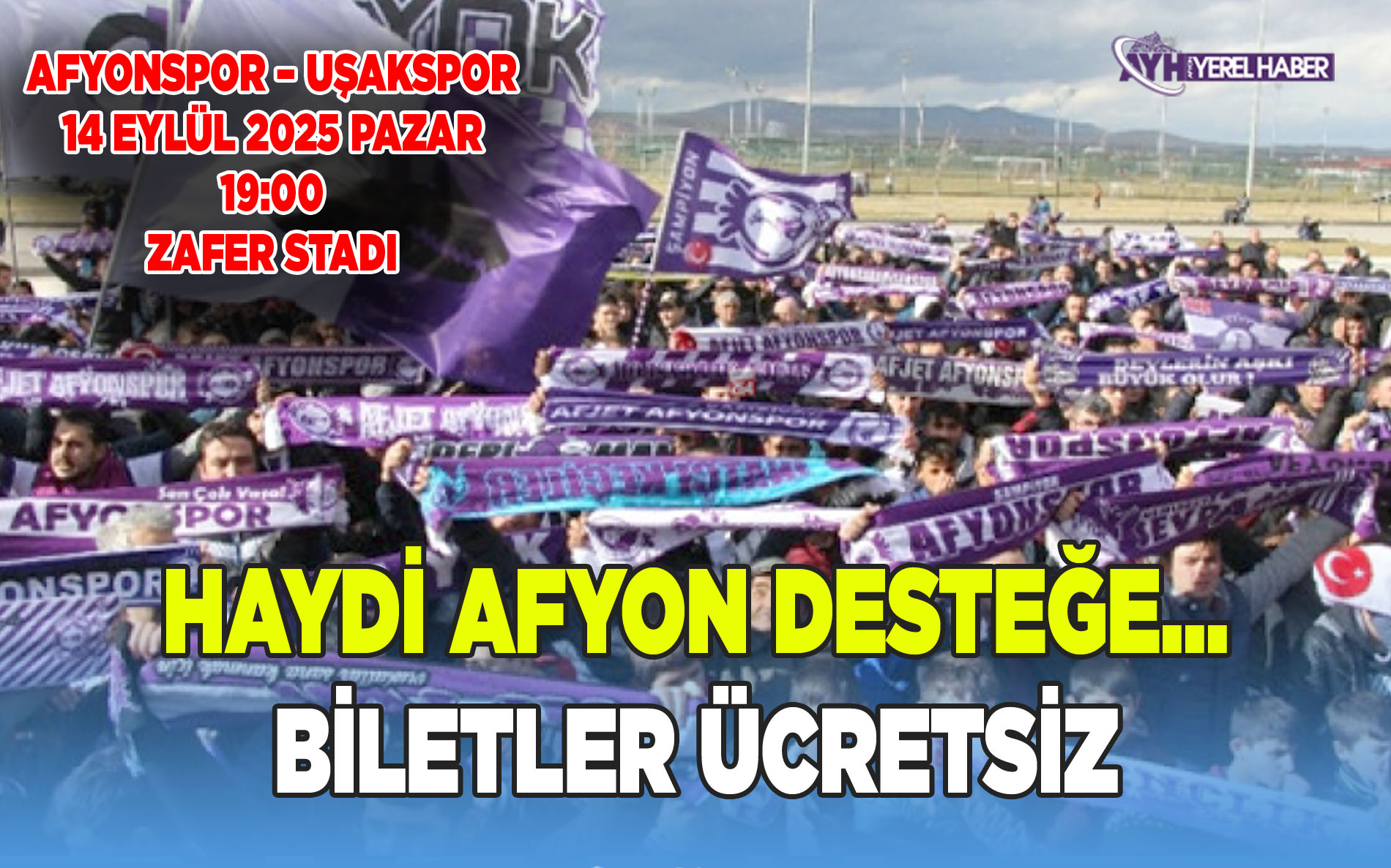 Afyonspor – Uşakspor maç girişleri ücretsiz